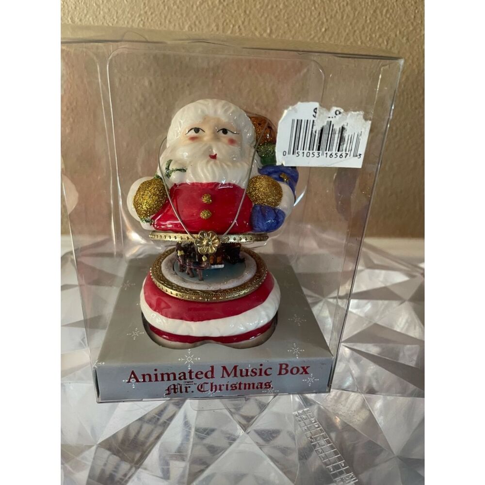 Mr. Christmas Santa Wind Up Rotating Music Trinket Box